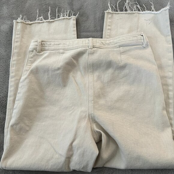 Wilfred Free High Rise Patch Pocket Wide Leg Jeans Cream 10 Women's - Picture 11 of 11